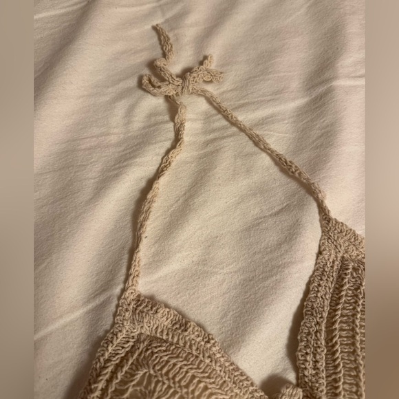 SHEIN Cream Crochet Halter Bikini Top Size Small - Picture 4 of 5